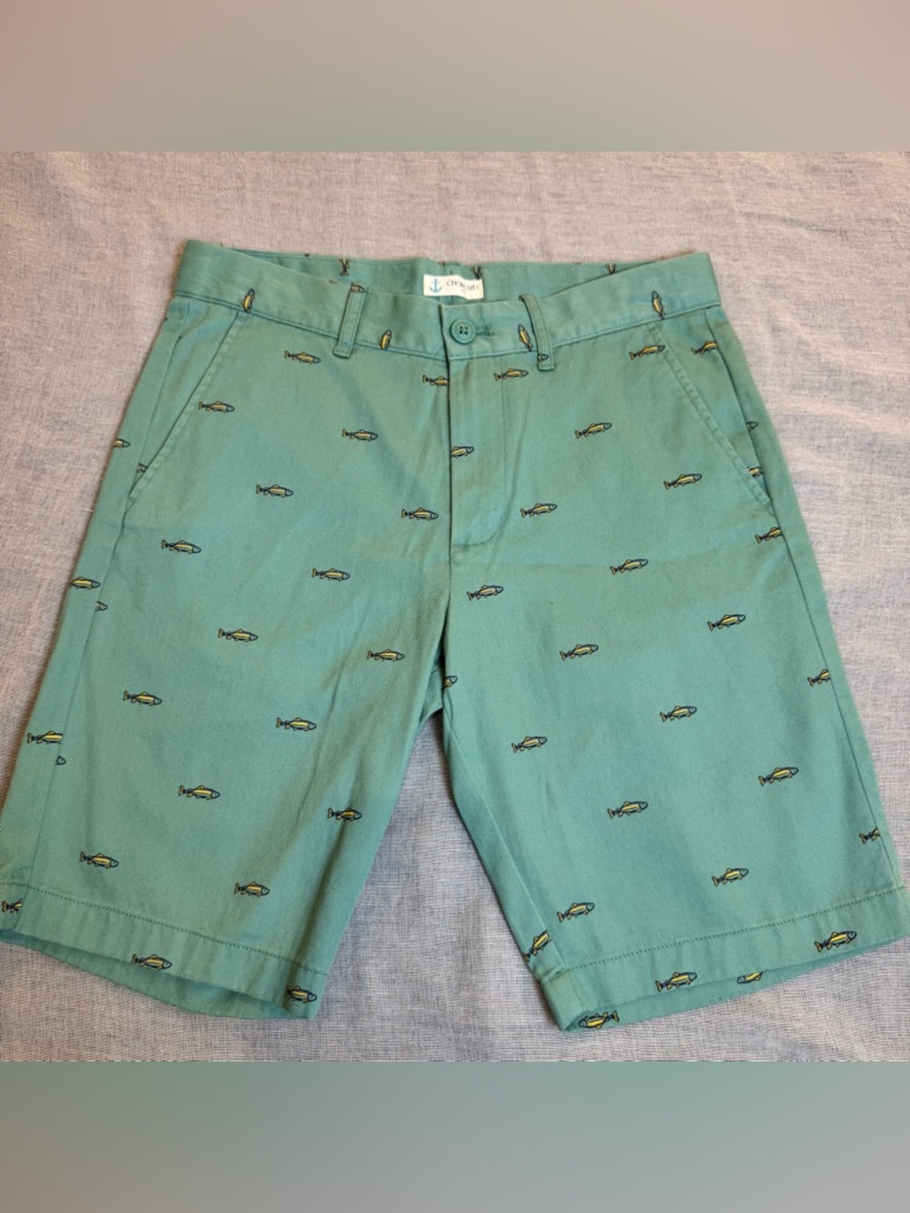 Crewcuts by J. Crew Fish-Embroidered Flat Front 100% Cotton Shorts  Kids Size 16